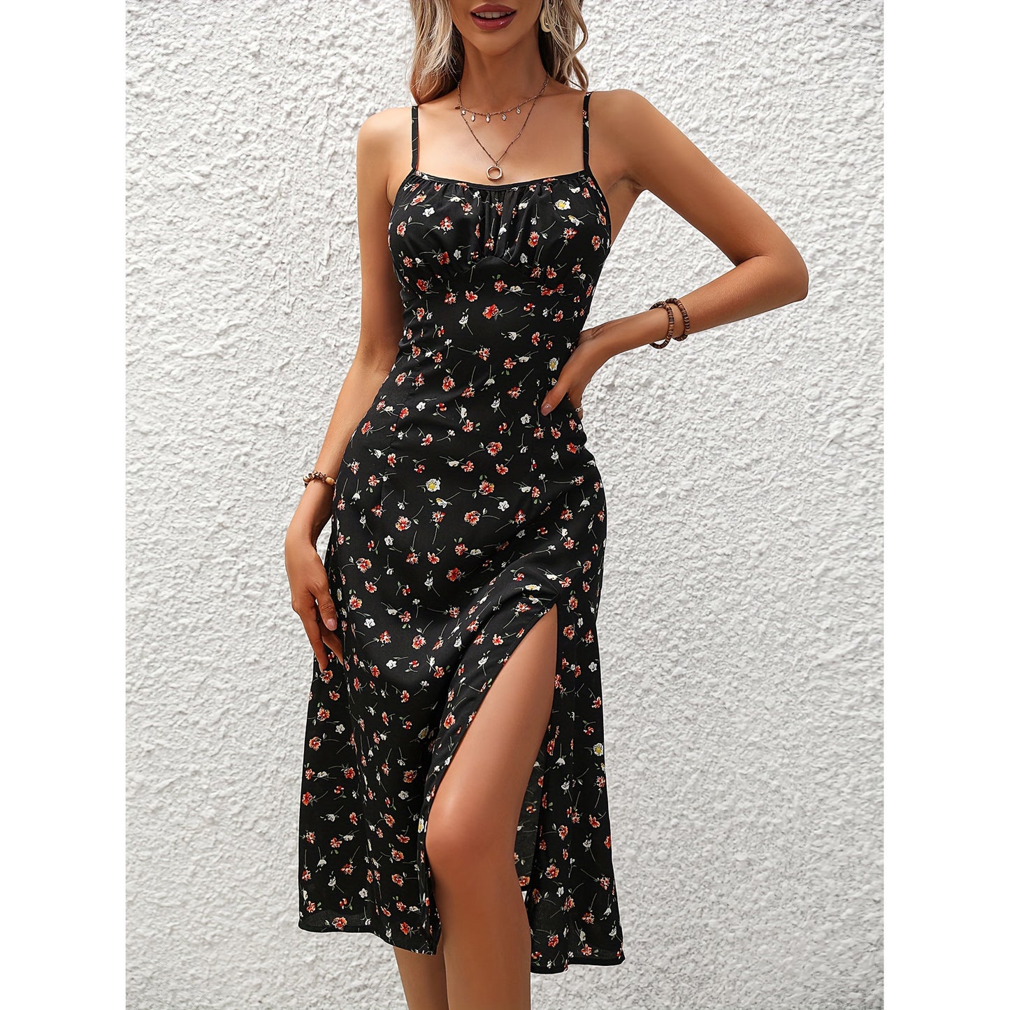 Robe Longue Sexy à Fente pour Femme, Mode Été