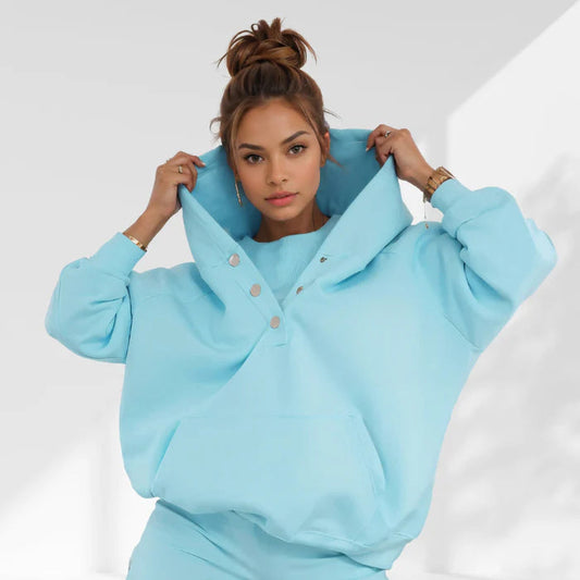 Sweatshirt Femme Oversize Casual - Coton & Boutons